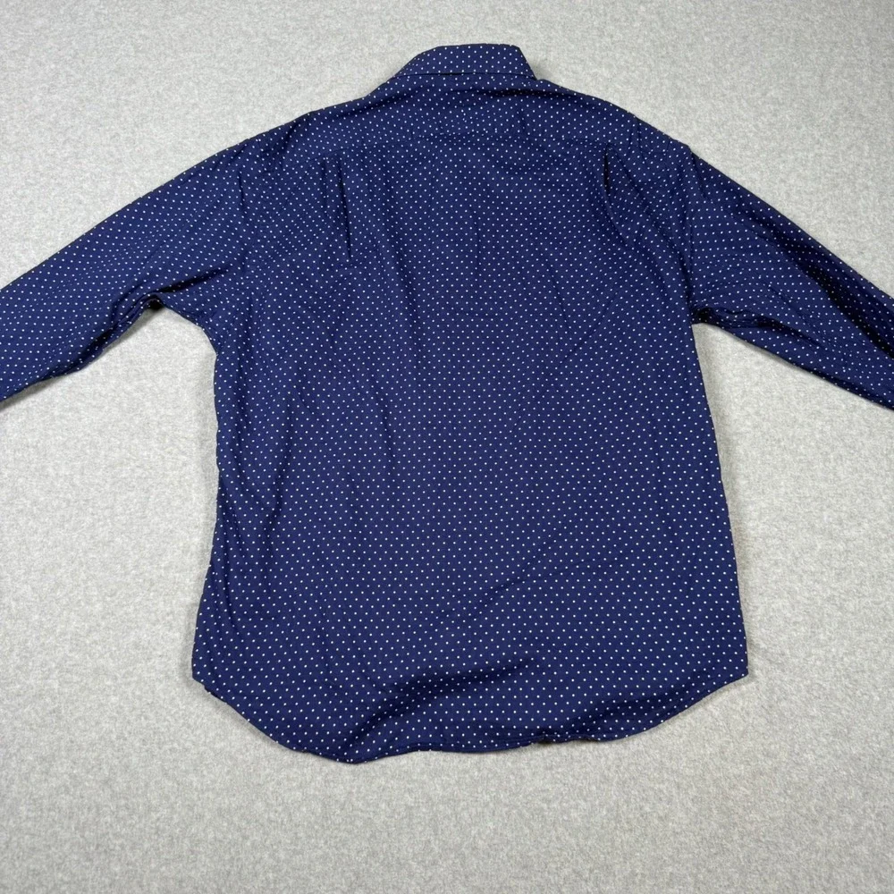 Polo Ralph Lauren Mens XL Slim Fit Navy Polka Dot Long Sleeve Button Down Shirt